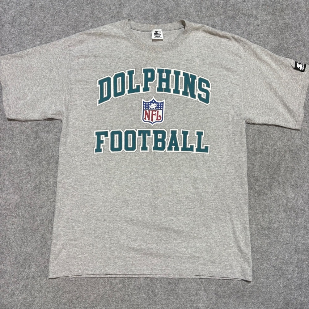 Vintage Starter Miami Dolphins NFL Football T-Shirt Gray Mens Large Made in USA